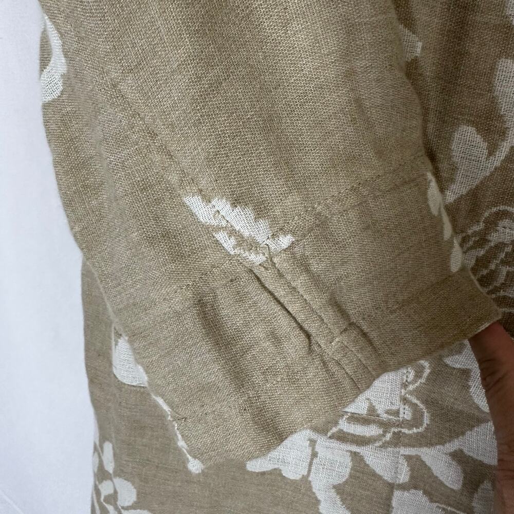 Chico's Oatmeal Cream Jacquard 3/4 Sleeve Jacket Sz 2 (L) Neutral Office‎ Church - Picture 4 of 14